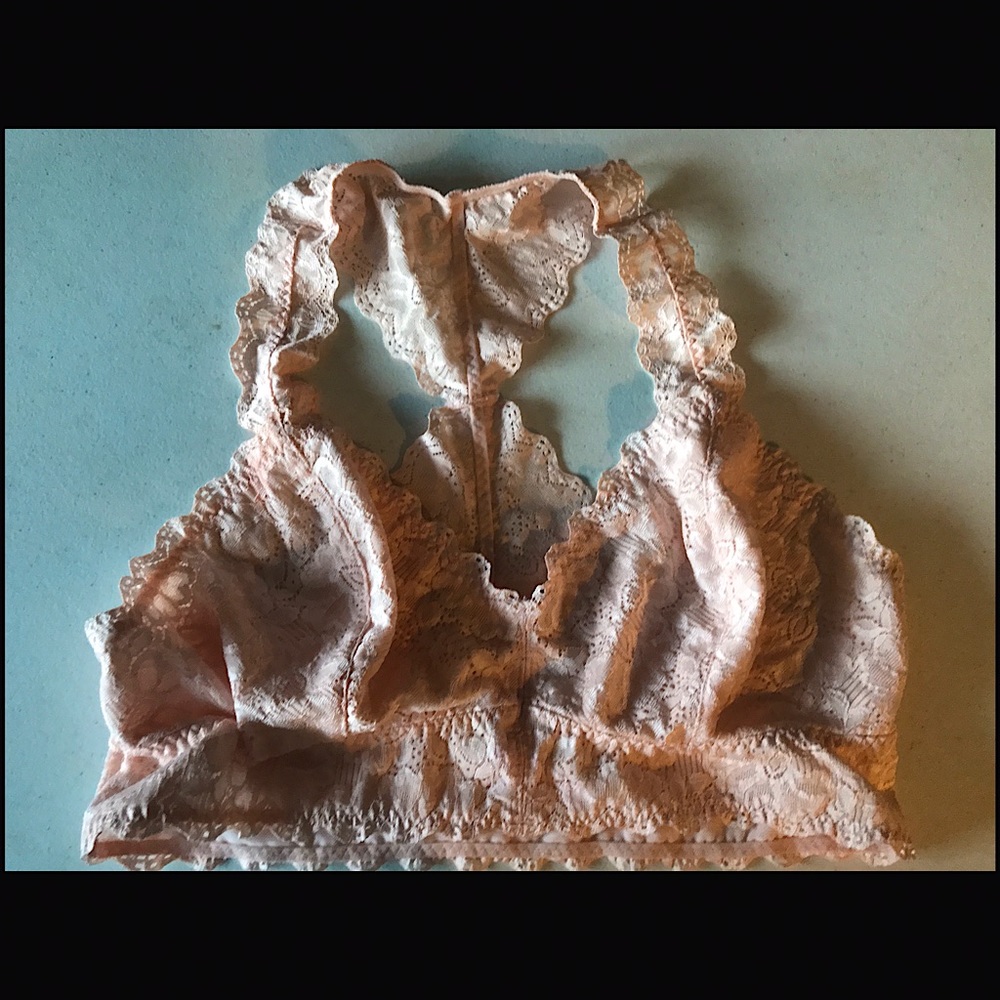 4 Felina Lace Bralettes sz L Pink White Gray Black
